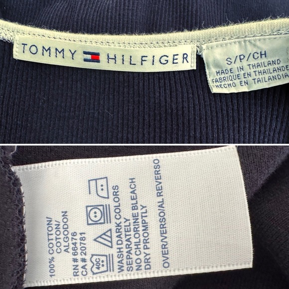 Tommy Hilfiger Navy Blue Square Neck Ribbed Knit Top White Trim S - Picture 7 of 7